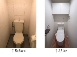 トイレ/バスルーム　明るく清潔なトイレとバスルームになりました。